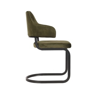 Set van 3 eetkamerstoelen, army velvet, zwart metalen onderstel